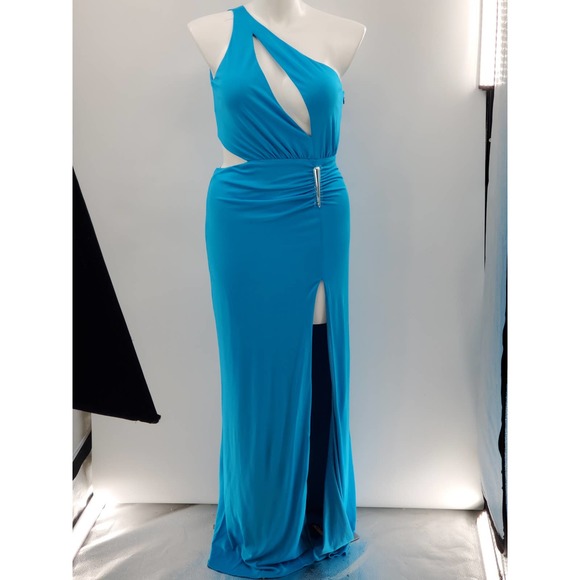 Halston‎ Ivanna gathered cut-out asymmetric gown ONLY SIZE 14 IS AVAILABLE - Picture 4 of 16